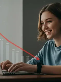 Young adult optimistically reviewing federal student loan repayment options on a laptop, symbolizing financial relief.