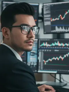 Financial analyst reviewing 2025 stock market data and growth strategies