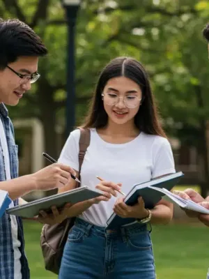 College students discussing federal student aid reforms 2025-2026