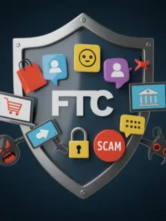 FTC shield protecting online activities from cyber scams