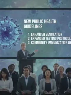 CDC official presenting new public health guidelines after virus strain detection