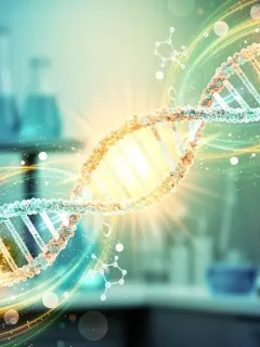 Abstract representation of medical innovation and cancer research breakthrough