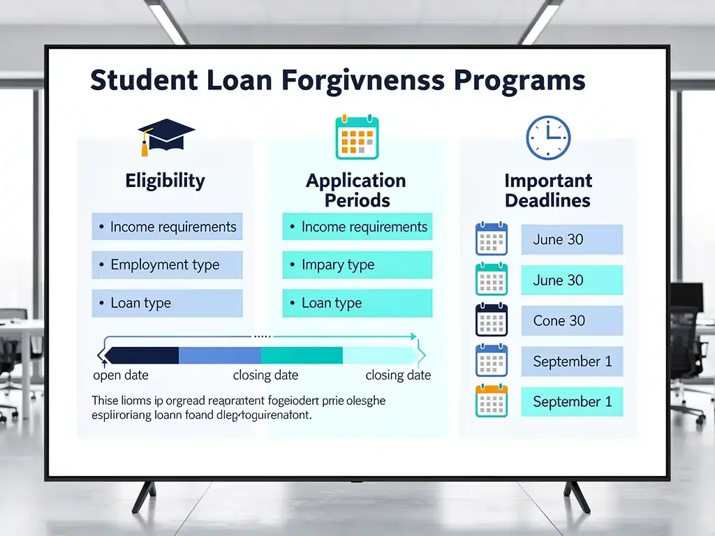 Infographic detailing student loan forgiveness eligibility and deadlines