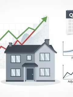 Comparative analysis of fixed versus adjustable mortgage rates for US homebuyers in Q1 2026, with financial charts and a calendar.