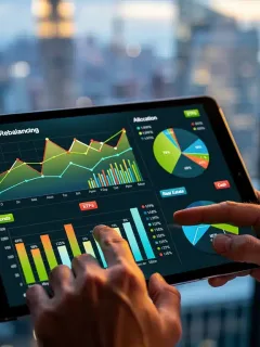 Digital tablet showing investment portfolio rebalancing strategies for 2026 market volatility.