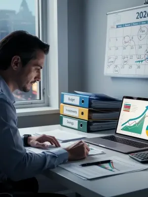 Financial planning documents with charts and a calendar for 2026, representing inflation preparedness.