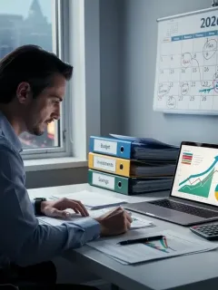 Financial planning documents with charts and a calendar for 2026, representing inflation preparedness.