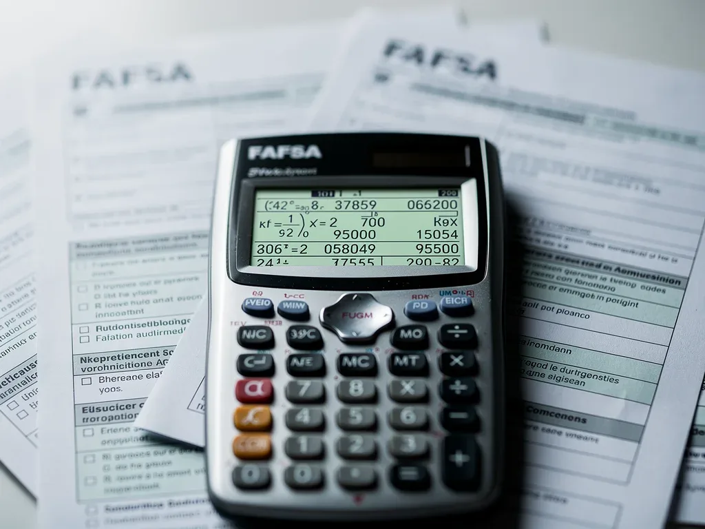 Calculator showing financial figures related to student aid calculations.