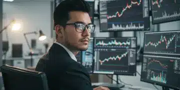 Financial analyst reviewing 2025 stock market data and growth strategies