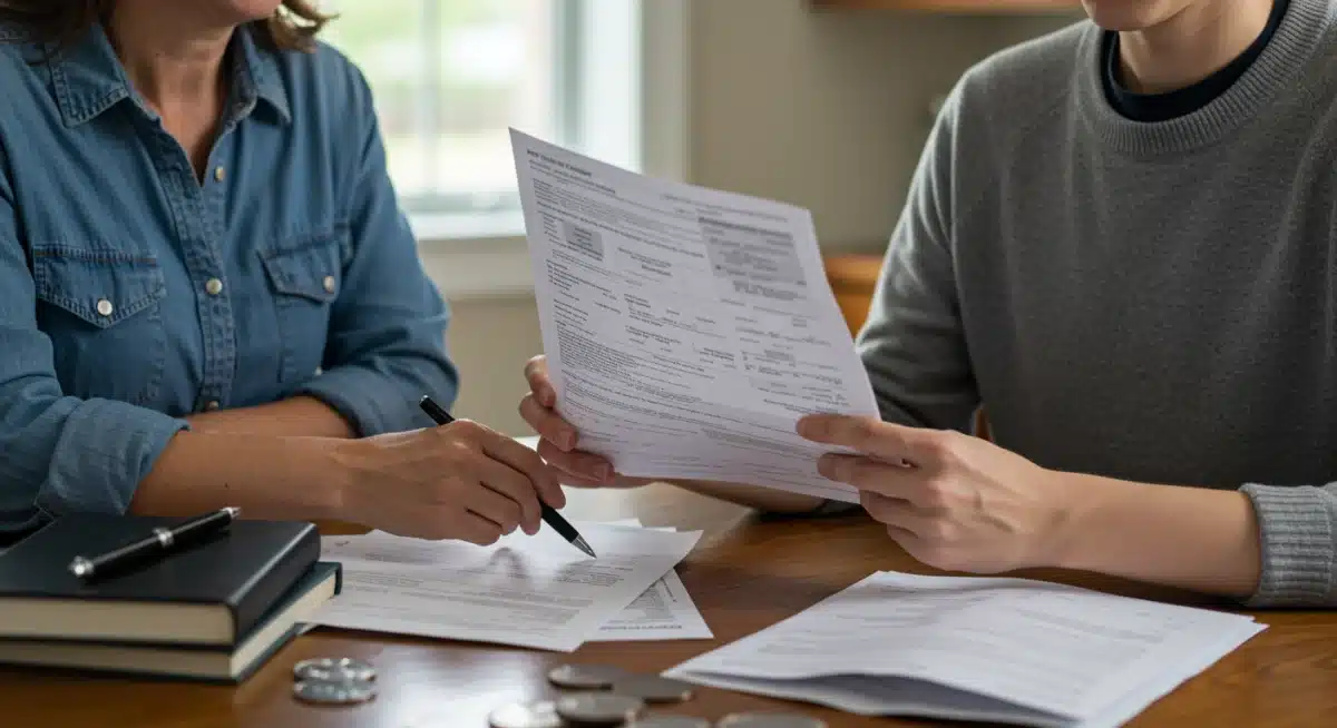 Parent and student reviewing college tuition and financial aid