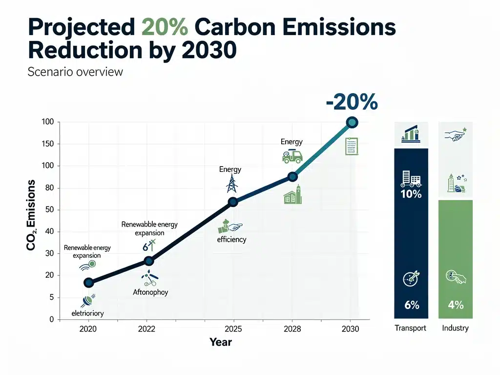 Chart showing projected 20% carbon emission reduction by 2030