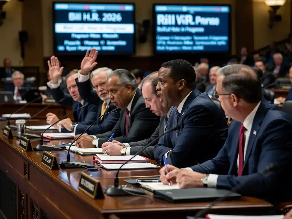 Members of Congress debating during a legislative session, highlighting the intensity of policy discussions.