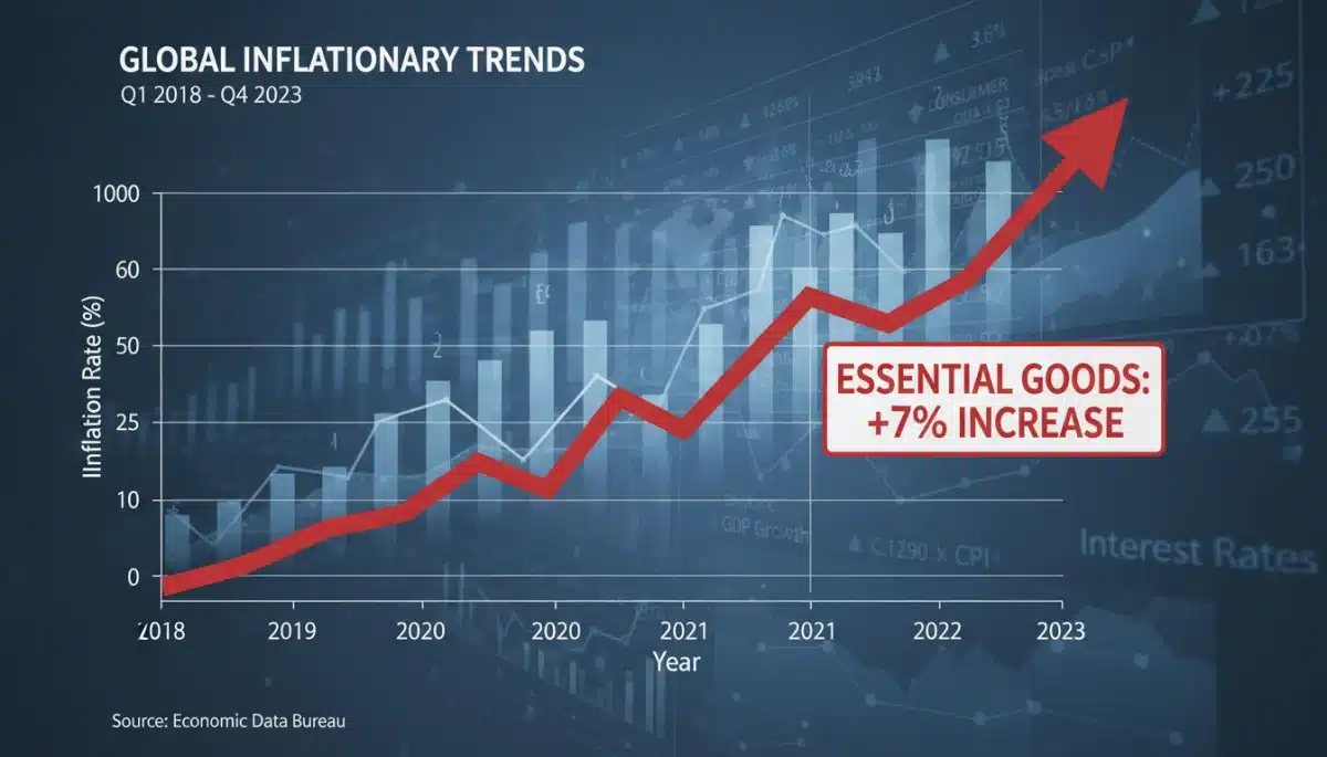 Economic graph showing projected 7% inflation rate for essential goods