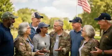 Ultimate 2026 Veterans' Benefits Guide: 100% Entitlements Veterans smiling and conversing outdoors, symbolizing community and support for 2026 benefits.