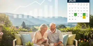 Couple enjoying retirement with growth charts, symbolizing secure financial future in 2026.