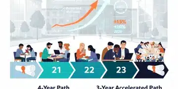 Comparison of 4-year and 3-year college degree pathways with completion rate projections for 2026.