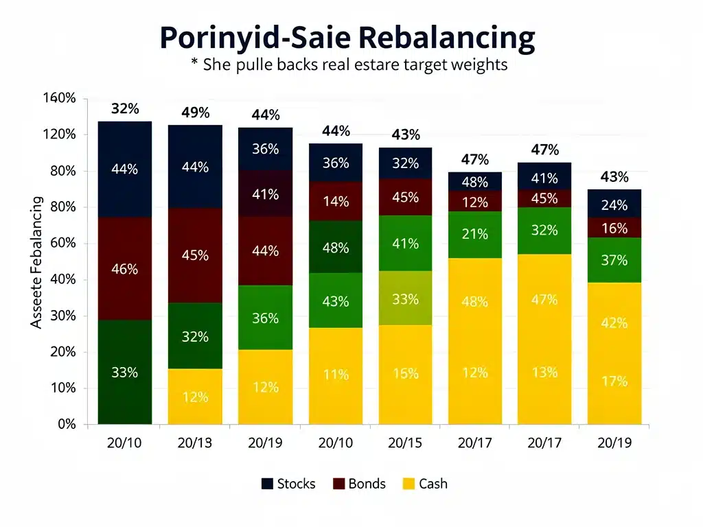 Bar chart showing asset allocation shifts due to portfolio rebalancing.